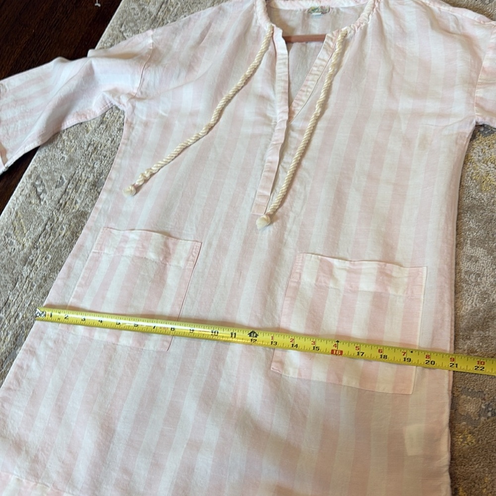 J CREW Tunic Cover Up Linen Blend Pink Striped - Picture 11 of 12